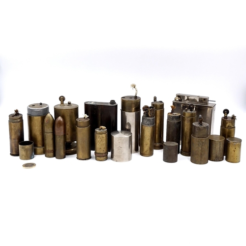 56 - A fabulous large collection of assorted vintage lighters including trench art lighters. Items as per... 