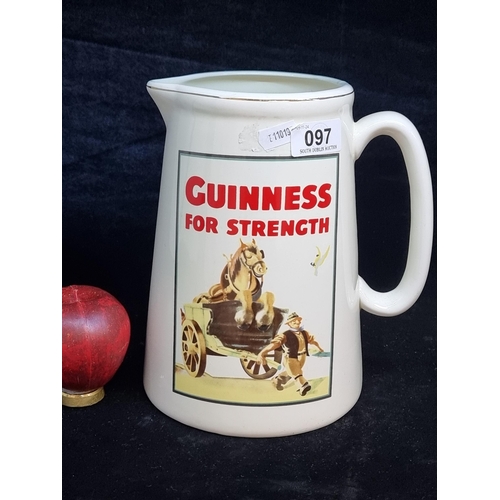 97 - A wonderful large Guinness for Strength water pitcher. Stamped to base.