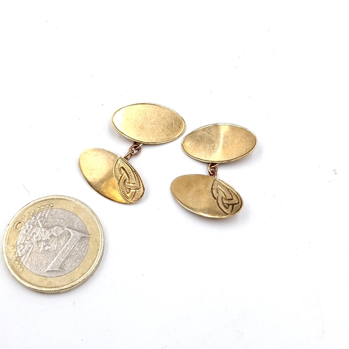 516 - Star Lot : A pair of nine carat gold chain link cuff-links. Weight - 3.43 grams. Boxed.