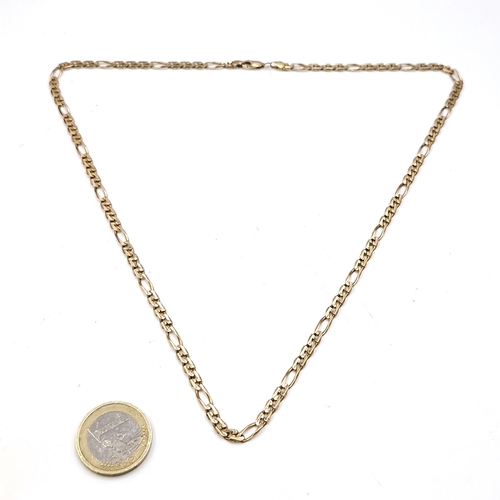 546 - Star Lot : A heavy Figaro link necklace set in nine carat gold (375). Length of necklace - 50 cms. W... 