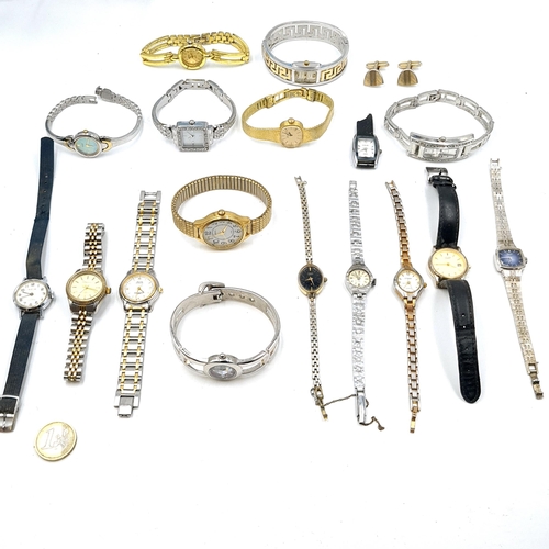 606 - A large collection of items consisting of watches, bracelets & a pair of cuff-links. Items as per ph... 