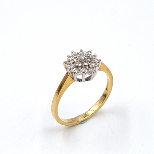 631 - Star Lot: A stunning 18 carat yellow gold diamond cluster ring. Stamped 780 to inner band. Ring size... 