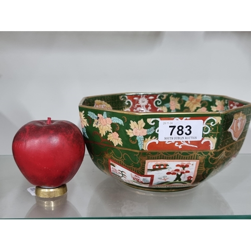 783 - A vintage rare Mason's Ironstone Imari octagonal bowl. Boasting traditional hand painted scenery in ... 