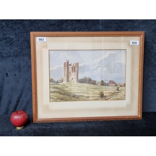 835 - A serene original watercolour and pencil on paper painting. Features the Orfrod Castle. Rendered in ... 