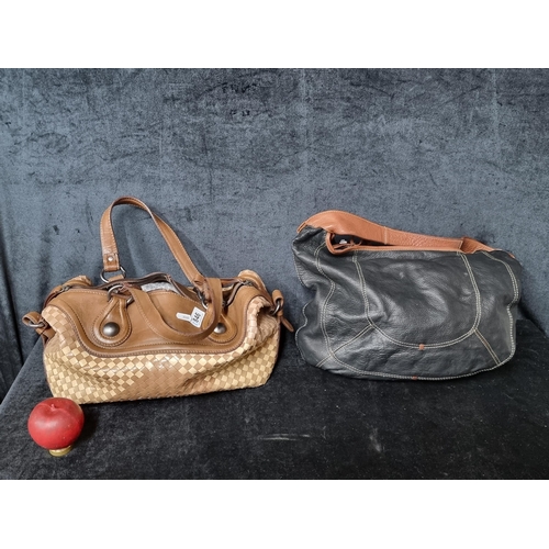 846 - Two fabulous handbags including a brown and beige Italian  designer Francesco Biasia  example (simil... 