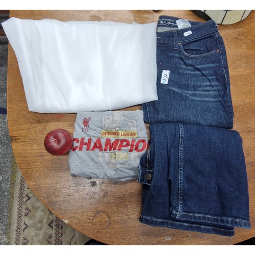 832 - Three fabulous items of clothing including an L.F.C Premier League Champions 19/20 top, size UK 10, ... 