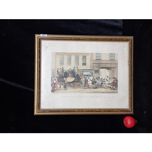 1199 - A wonderful print of an antique engraving titled 'The Blenheim, Leaving the Star Hotel Oxford' by Fr... 