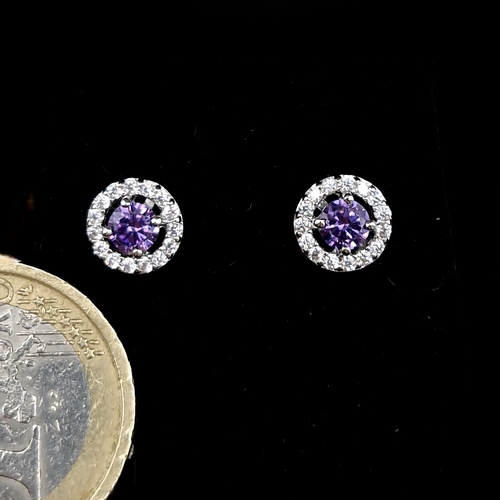 1210 - A pair of sterling silver amethyst and white sapphire stud earrings. New & unworn. Boxed.
Previous i... 