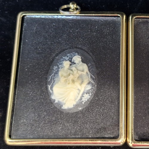 126 - Two lovely  framed pieces of 'Nymphs in Cameo' and 'Boy and Girl in Cameo', from the miniature world... 