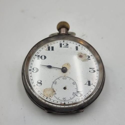 980 - A vintage sterling silver machine cut Swiss made 15 jewels pocket watch stamped 925, numbered '15738... 