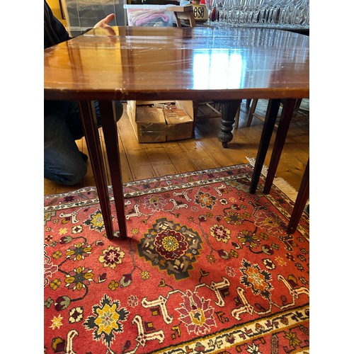 1019 - Star Lot : An Edwardian drop leaf table with lovely flamed mahogany grain and string inlay , From th... 