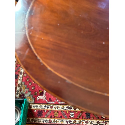 1019 - Star Lot : An Edwardian drop leaf table with lovely flamed mahogany grain and string inlay , From th... 