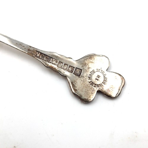 572 - An Irish silver clover spoon. Weight - 11.39 grams. Boxed.