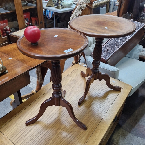 719 - Two high quality wine tables with attractive turned wood columns and tripod bases. From the sitting ... 