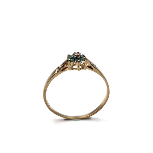 4 - Star Lot : An antique nine carat gold emerald star & diamond ring. Size - O. Weight - 1.17 grams.