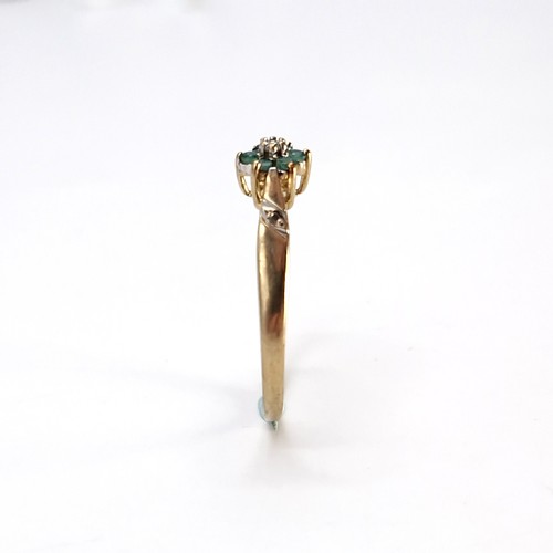 4 - Star Lot : An antique nine carat gold emerald star & diamond ring. Size - O. Weight - 1.17 grams.