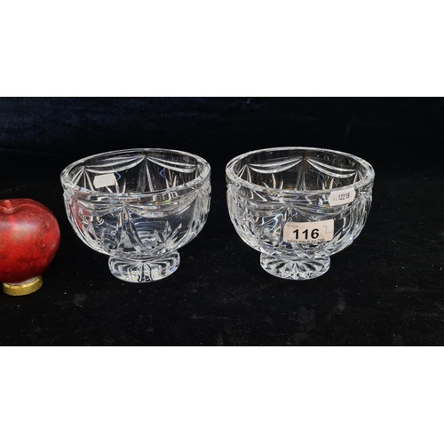 116 - A pair of Waterford Crystal bon bon bowls. Both in very good condition with acid marks to base.
