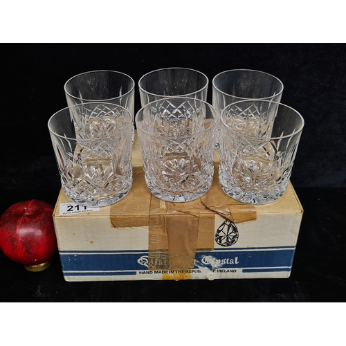 211 - Star Lot : A beautiful vintage set of six Waterford Crystal whiskey tumbler glasses in the Lismore p... 