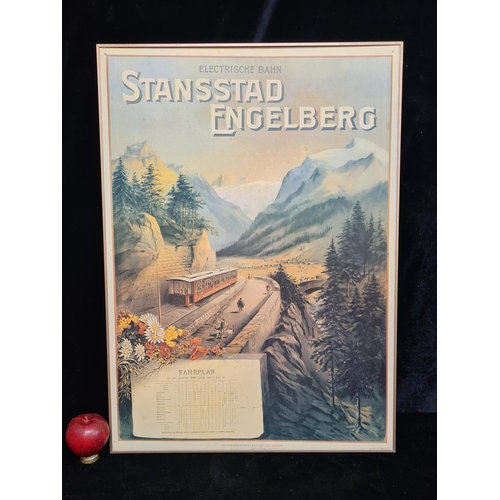 68 - A vintage print of a German electric train advertising poster for 'Stansstad Engelberg'. Originally ... 