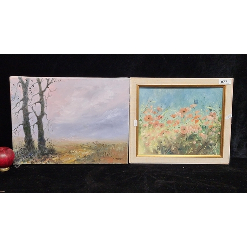 77 - Two original signed oil paintings. Features a captivating oil on board by 'A. Spedding'. Features a ... 