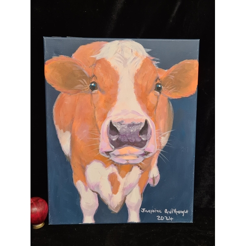 86 - An original Josephine Guilfoyle acrylic on canvas painting titled 'Mootown Morah'. Features an up-cl... 