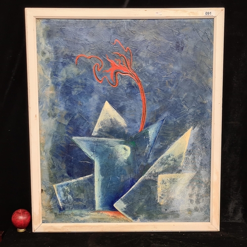 91 - Star Lot: A striking and large oil on board painting. Features an abstract expressionist forms very ... 