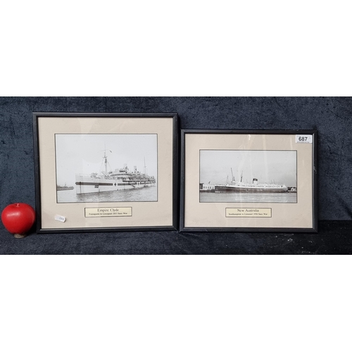 687 - A pair of vintage nautical photographs features an image of the New Australia: Southhampton to Limas... 