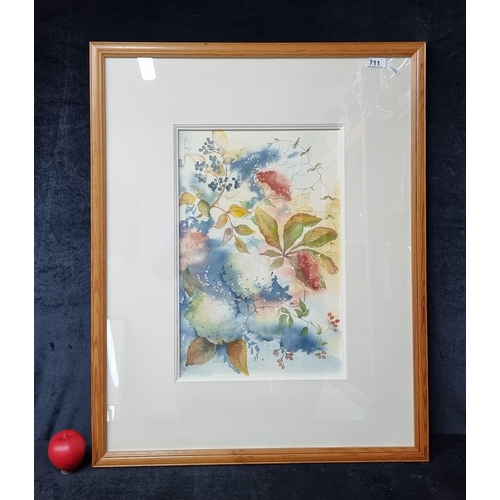 711 - A very pretty Anne Blayney (Irish, 20th century) watercolour on paper painting featuring an Autumn b... 