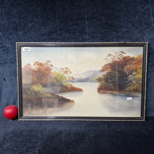 1242 - Star Lot: An original antique 'T.Y.Y' oil on board painting. Depicts a serene riverside scene. The s... 