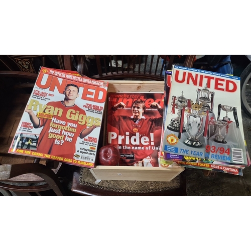 1250 - Collection of vintage Manchester United magazines, featuring iconic players and achievements. Highli... 