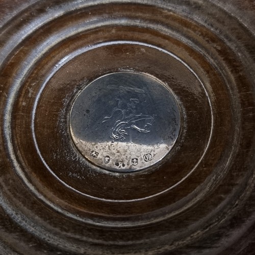 224 - Star Lot : A stunning pair of Victorian bottle coasters with a sterling silver cartouche to centre b... 