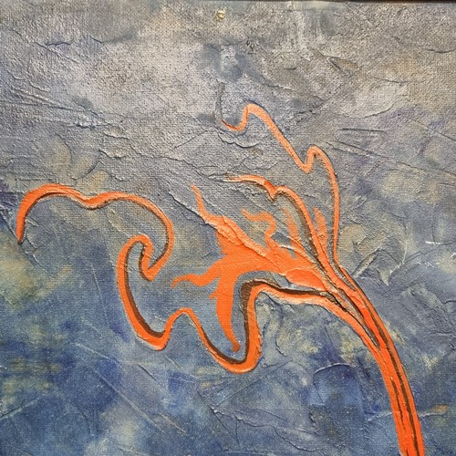 91 - Star Lot: A striking and large oil on board painting. Features an abstract expressionist forms very ... 