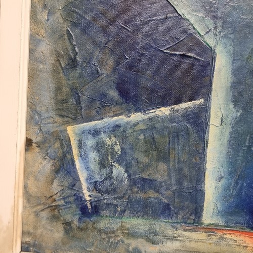 91 - Star Lot: A striking and large oil on board painting. Features an abstract expressionist forms very ... 