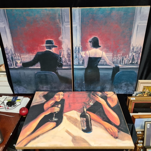 112 - A trio of large prints mounted on canvas. Includes two prints after a pair of original Brent Lynch p... 