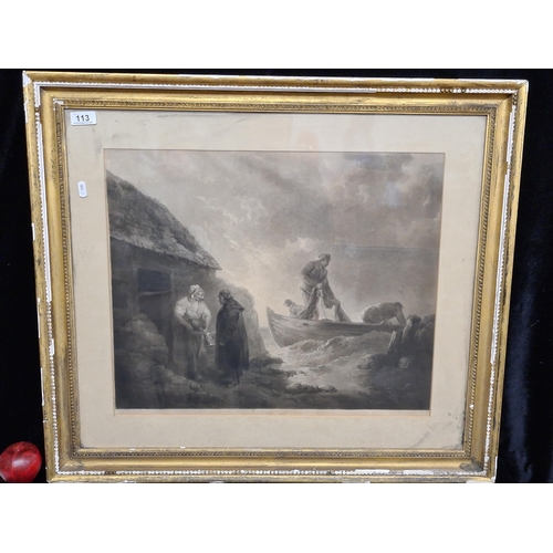 113 - A large print of an original painting by G.Morland (British, 1763–1804) titled 'Fisherman Going Out'... 