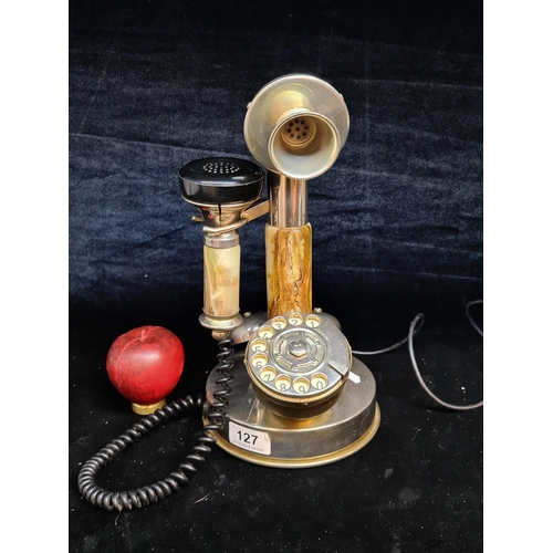 127 - A super vintage 1950's onyx and metal rotary phone.