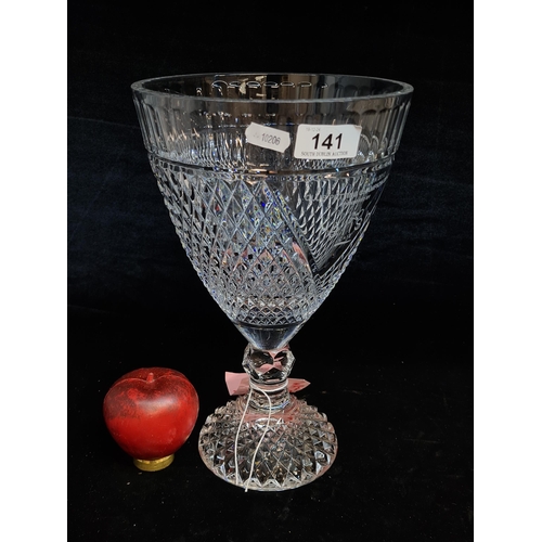 141 - A very large Tipperary Crystal diamond cut chalice. Etched with 'Club Putting Champion 2012'. Would ... 