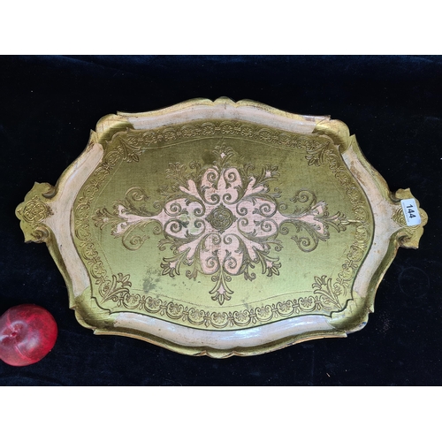 144 - A pretty Italian Florentine gilt wooden serving tray.