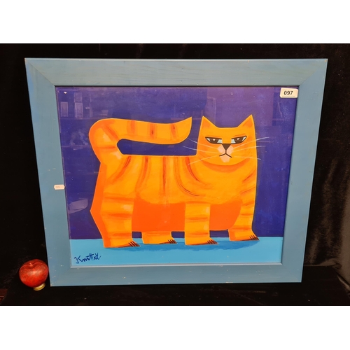 97 - A large print of an original Graham Knuttel (Irish, 1954-2023) titled 'Ginger Cat'. Housed in a neat... 