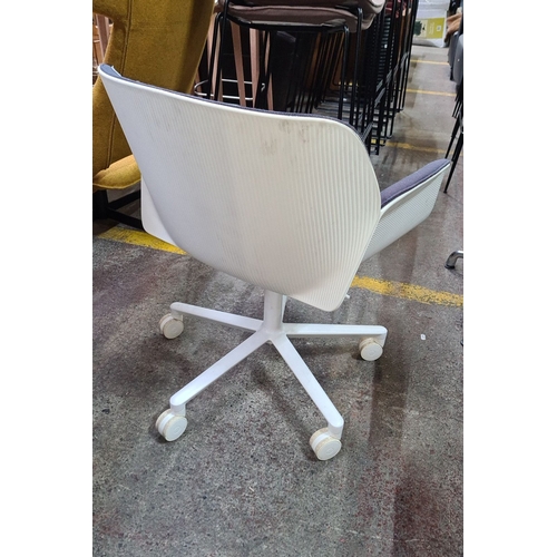 404 - Star Lot : A fabulous designer Charles Eames for ICF made in Italy swivel chair, fabric seat, white ... 