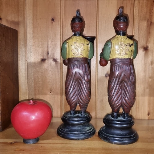 480 - Pair of vintage blackamoor candle holders, hand-painted in traditional attire.