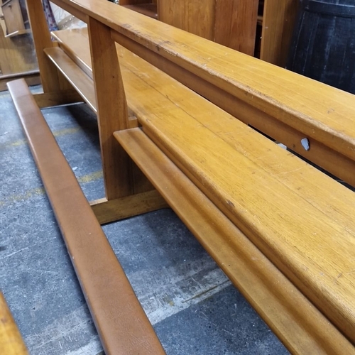 824 - Star lot : A fabulous 4 meter long Solid golden oak church bench from the early / mid-20th century. ... 