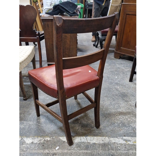 833 - A super antique  mahogany chair with a satinwood inlay  with a beautiful rich patina and red leather... 