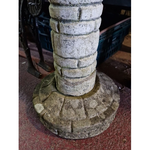 982 - A good vintage reconstituted Stone birdbath, weathered patina, circular basin. 30 inches tall, 18-in... 