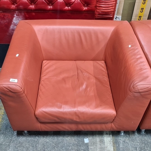 1088 - Star Lot : A Designer Lux leather sofa and armchair set, chrome legs, sofa: 200cm x 85cm x 70cm, arm... 