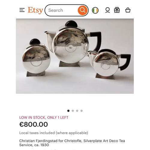 1092 - Super star lot:  Fantastic three pieces of Art Deco table tea set  , from Christian Fjerdingstad for... 