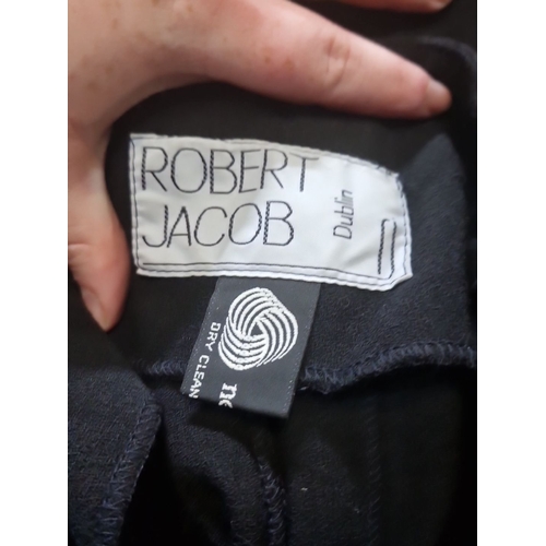 1106 - Robert Jacob black suit from Dublin. Includes a structured jacket and matching trousers. Size Medium... 