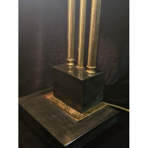 145 - Star Lot : The best bankers lamp we have seen, vintage brass three column and black marble bankers d... 