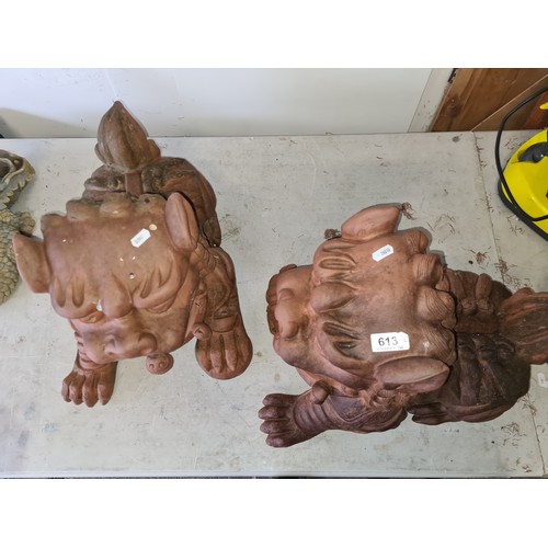 613 - Star lot A wonderful pair of large vintage Chinese foo dogs. Would look fabulous in the garden. H 40... 