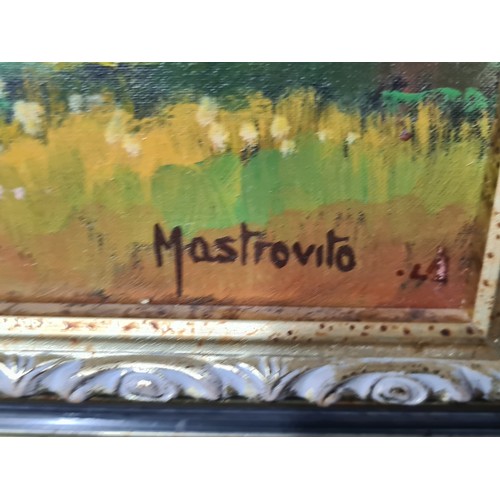 703 - Star Lot: Adolfo Mastrovito (Italian, 1940-2000). A lovely Adolfo Mastrovito original oil on canvas ... 